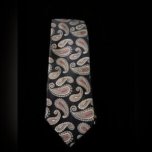 Bruno Marchesi Handmade Navy Blue Paisley Silk Tie
